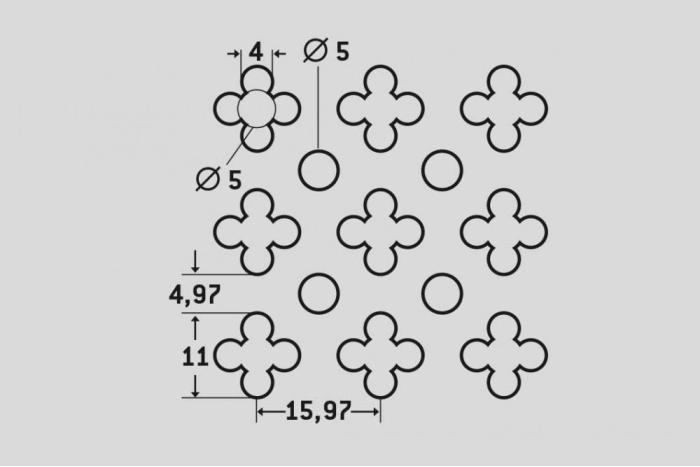 Děrovaný plech Křížek -tečka No. 10 ocel