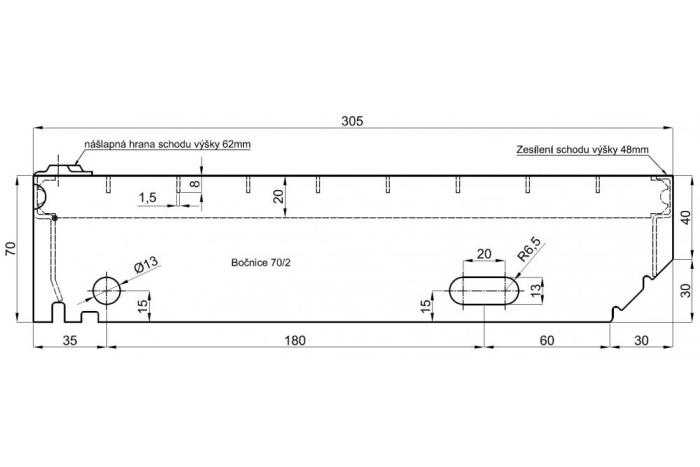 Schodišťové stupně 800x305/30x30