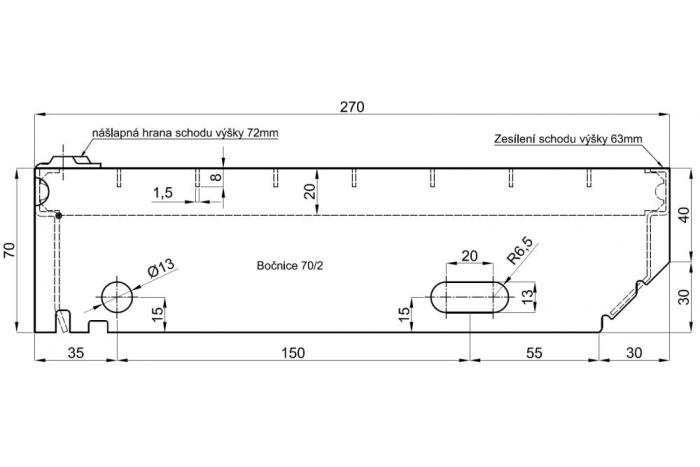 Schodišťové stupně 1100x270/30x30