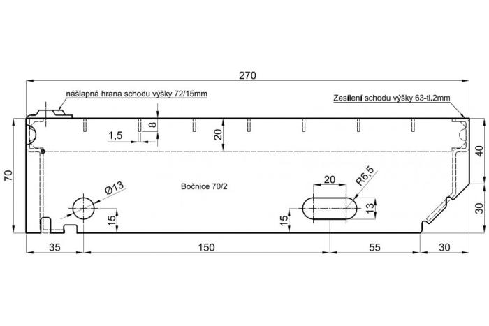 Schodišťové stupně 1400x270/30x30