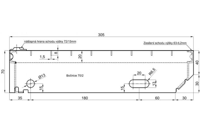 Schodišťové stupně 1300x305/30x10