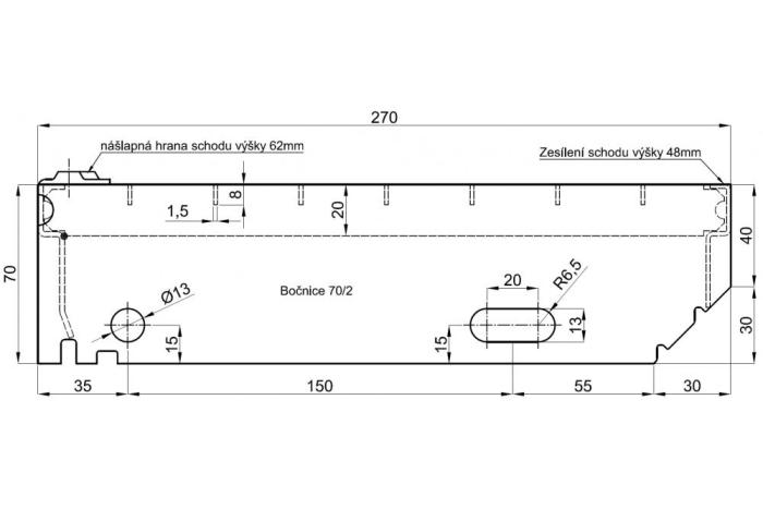 Schodišťové stupně 600x270/30x30