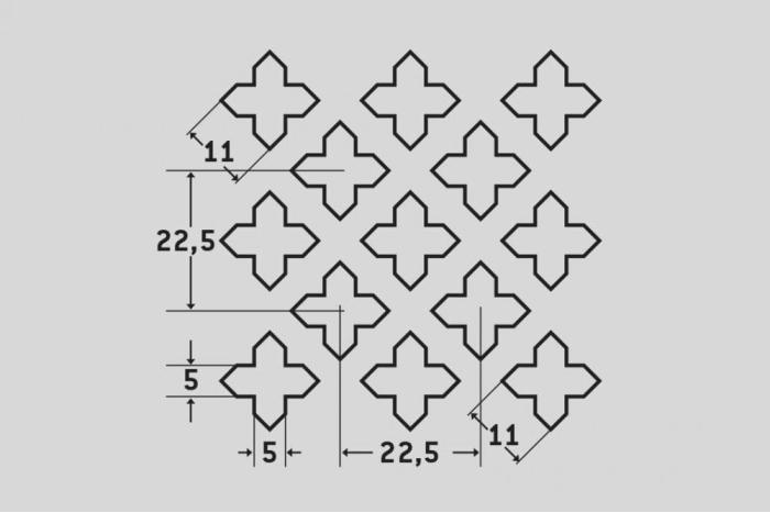 Děrovaný plech Křížek ostrý 11 ocel